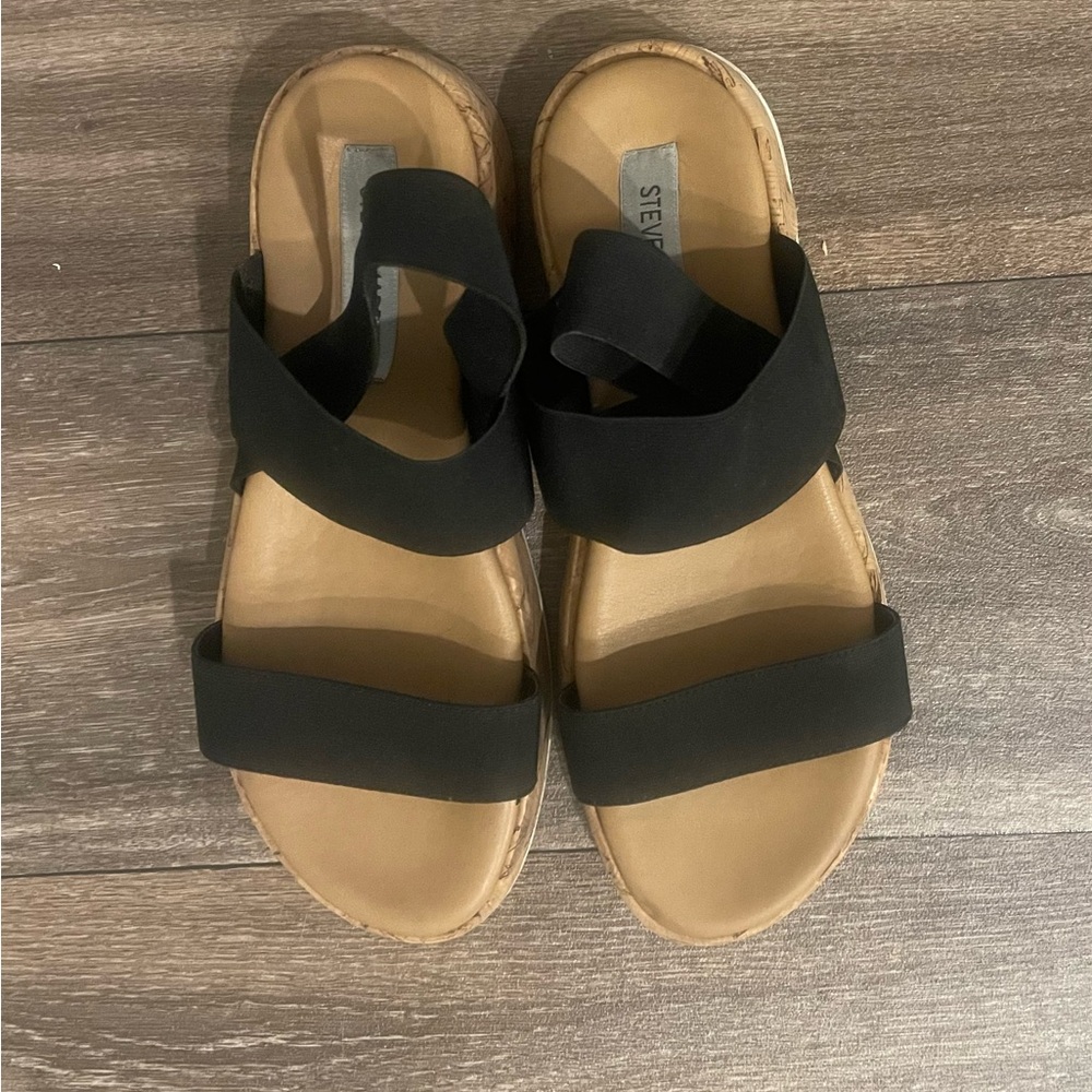 Steve Madden Black and Tan Women's Sandals